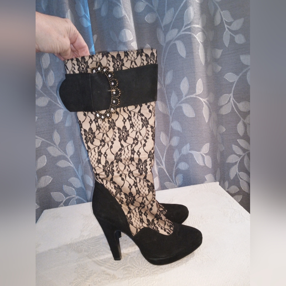 Lace & Suede Fashion Boots